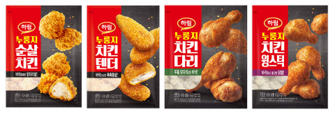 하림 누룽지 치킨 4종(왼쪽부터 누룽지 순살치킨, 치킨텐더, 치킨다리, 치킨 윙스틱)